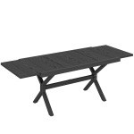 Outsunny Table de Jardin Extensible Aluminium Table de Repas Extérieure Effet Bois 8-10 Personnes 214x85x73cm Gris Anthracite