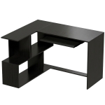 HOMCOM Escritorio de Esquina 120 x 100 x 76 cm Informático en L con Bandeja para Teclado 4 Compartimentos Negro