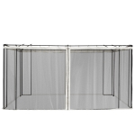 Outsunny Vervangend muggennet voor 3 x 4 m tuinpaviljoens, vliegengaas, met ritsen, polyester, zwart