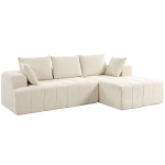 HOMCOM Sofá de Canto 256 cm com Chaise Longue Sofá Cama 3 Lugares em Chenille Formato em L Assento e Apoios de Braço Largos Bege
