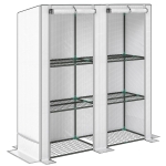 Outsunny Serra da Giardino con 2 Porte Avvolgibili, Scaffale a 3 Ripiani e Tasche Laterali, Bianco e Grigio