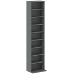 HOMCOM Arrumação para CD e DVD 9 Compartimentos e 6 Prateleiras Ajustáveis Capacidade Máx. 260 CD/120 DVD 33x24x140 cm Cinza