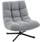 HOMCOM Fauteuil salon sans accoudoirs, chaise pivotante en tissu chenille imperméable, assise large, 75 x 95 x 90 cm, gris