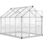 Outsunny Gewächshaus, Treibhaus, mit Dachfenster, Schiebetür, transparent, Polycarbonat+Aluminium, 190 x 252 x 201cm
