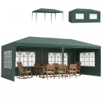 Outsunny 6x3 m Party Tent Gazebo Marquee Outdoor Patio Canopy Shelter with Windows and Side Panels, Green