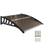 Outsunny Marquise para Portas e Janelas 103x96,5 cm Marquise com Proteção para Sol e Chuva com Painéis de Policarbonato Preto e Marrom