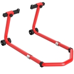 HOMCOM Suporte Roda Dianteira e Traseira para Mota Carga 390 kg Cavalete Moto Elevador Universal com Adaptadores de Garfos em U e L Ajustáveis e Rodas Vermelho