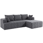HOMCOM Sofá Esquinero 3 Plazas en L con Otomana Sofá Cama Convertible de Chenilla con Acolchado de Muelles Gris