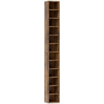 HOMCOM Rangements pour CD et DVD avec 12 compartiments, capacité max. 204 CD, 21 x 20 x 175 cm, brun rustique