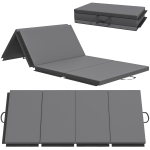 HOMCOM Tappetino da Ginnastica Pieghevole, Materassino Fitness Spesso 5 cm e Antiscivolo, 180x80x5 cm, Grigio
