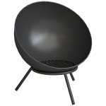 Outsunny Vuurkorf 60 x 53 x 66cm verstelbaar vuurplaats met vuurhaak koolstofrooster standaard zwart