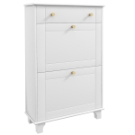 HOMCOM Scarpiera Salvaspazio Slim con 2 Ante a Ribalta, Scarpiera Ingresso con Ripiani Regolabili, Cassetto, Base Rialzata, Bianco