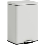 HOMCOM Cubo de Basura de Cocina 20 L en Metal con Pedal Tapa de Cierre Suave Crema