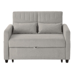 Two-Seater Pull-Out Sofa Bed with Three-Level Adjustable Backrest, Stylish Futon Couches with High-Density Foam, 112L x 169W x 59H cm, Light Gray