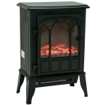 HOMCOM Chimenea Eléctrica 1000W/2000W Efecto de Llama Temperatura Ajustable y Protección Sobrecalentamiento para 15-30 ㎡ Negro