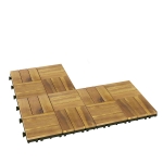Outsunny Lot de 10 Caillebotis en Bois, Dalles Clipsables, Antidérapant, Résistants à Pourriture, Dalle Terrasse 31x31cm, Naturel