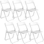 HOMCOM Lot de 6 chaises pliantes portables en plastique et acier, dossier incurvé, assise concave, 48,5 x 47 x 75 cm, blanc
