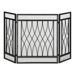 HOMCOM Pantalla Protectora de Chimenea Plegable de 3 Paneles con Bisagras y Estructura de Metal Decorativa 126x3x80 cm Negro
