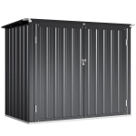 Outsunny Afvalcontainerbox voor 2 containers met slot en openklapbaar deksel - Donkergrijs