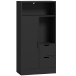 HOMCOM Mueble de Baño Estrecho con Cajones Compartimentos Abiertos Negro