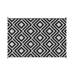 Outsunny Reversible Outdoor Rug, Plastic Straw Mat w/ Carry Bag Ground Stakes for Garden RV Picnic Beach Camping 182x274cm Black