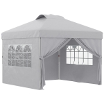 Outsunny Pavilion pliabil 3x3 m cu înălțime reglabilă pe 3 niveluri, ferestre și geantă de transport, gri deschis
