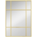 HOMCOM Miroir mural verrière rectangulaire style fenêtre, horizontal ou vertical avec 4 crochets, en métal doré - 50x70 cm