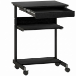 HOMCOM Roll-Schreibtisch mit Schublade und Regalen, 4 Räder, kompakt, Spanplatte, Metall