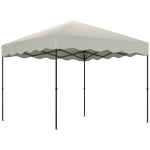Outsunny 3 x 3 m Pop-up-Pavillon, Höhenverstellbares Gartenzelt, mit Rolltasche, für Garten, Terrasse, Metall, Stoff, Cremeweiß