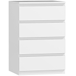 HOMCOM Cómoda com 4 Gavetas com Fecho Suave para Quarto Escritório Estilo Moderno 45x40x68 cm Branco