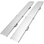 HOMCOM Set van 2 Opvouwbare Oprijplank Metaal Drempelramp met Handgrepen tot 400 kg, voor banden tot 22,5 cm
