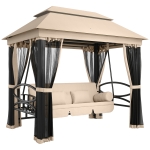 HOMCOM Hollywoodschommel met zijwanden tuinschommel schommel 3-zitter beige