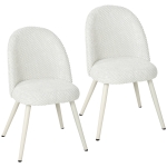 HOMCOM Juego de 2 Sillas de Comedor de Terciopelo con Asiento Acolchado Blanco