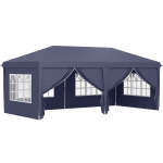 Outsunny Carpa Plegable 6x3x2,7 m con 4 Paneles 4 Ventanas 2 Puertas 1 Bolsa Anti-UV y 12 Orificios de Drenaje Azul