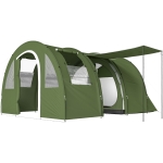 Outsunny 4 Man Camping Tent with 2 Room, Floor and Carry Bag - Green