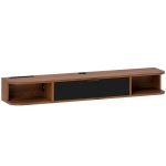 HOMCOM Meuble TV Suspendu, Meuble Télé pour Téléviseur jusqu'à 50 Pouces, Tiroir Rabattable, 2 Étagères, 120x24x16cm, Noyer