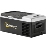Outsunny Nevera de Coche 16L -20℃-10℃ 12 / 24V DC y 100-240V CA con Modos ECO/MAX para Camping Viajes 60x32x26 cm Negro y Gris