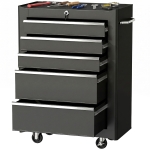 HOMCOM Carro de Herramientas para Taller con Ruedas 5 Cajones Armario con Cierre y Asa Lateral 61,5x33x82,5 cm Negro