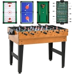 HOMCOM Masă Multifuncțională 4 în 1 cu Fotbal de Masă, Biliard, Tenis de Masă și Hochei, 107x61x84.5cm