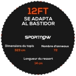 SPORTNOW Tapis de rechange pour trampoline tapis de saut de remplacement, compatible trampoline Ø 3,7 m et ressorts de 14 cm