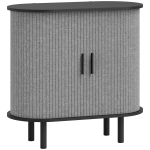 HOMCOM Aparador de Salón Ovalado con 2 Puertas Correderas y 2 Compartimentos 80x40x78 cm Gris