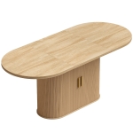 HOMCOM Mesa de Comedor Ovalada para 6 Personas Puertas Correderas 6 Compartimentos Estilo Rústico Moderno 180x80x75 cm Roble