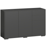 HOMCOM Aparador mueble de almacenamiento 2 cajones correderos 3 puertas estante ajustable tableros de partículas 117 x 36 x 74 cm negro