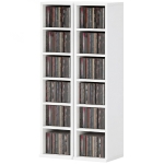 HOMCOM 204 CD-opbergrek in 2-delige set, Blu-ray torenkast met verstelbare planken, Boekenrek organizer, Wit