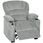 HOMCOM Elektrische relaxfauteuil met ligfunctie, USB, bekerhouders, 2 geheugenposities voor woonkamer, Grijs