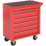 DURHAND Carrello Porta Attrezzi con 7 Cassetti, Tappetini in EVA, Serratura e 2 Chiavi, Ruote con Freno, Maniglia, Rosso