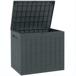 Outsunny Coffre de rangement extérieur 97L avec poignées encastrées, malle de rangement extérieur étanche 56x41x50cm, gris foncé