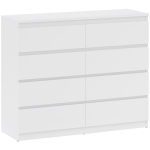 HOMCOM Cassettiera Camera da Letto 8 Cassetti, Comò Camera da Letto in Legno con Piedini Antiscivolo, 120x39x100 cm, Bianco