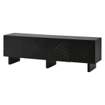 Lowboard TV modern, cu front de ușă structurat și mult spațiu de depozitare, potrivit pentru televizoare de până la 75 inch, 180x40x55 cm, Negru