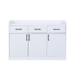 Sideboard mit viel Stauraum, 3 Schubladen und 3 Türen mit verstellbaren Einlegeböden, gestreifte Türfront, 120x35x80 cm, Weiß
